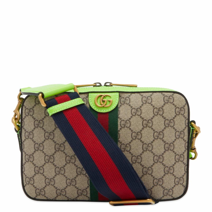 Photo: Gucci Men's Ophidia Neon Trim Cross Body Bag in Beige/Green 