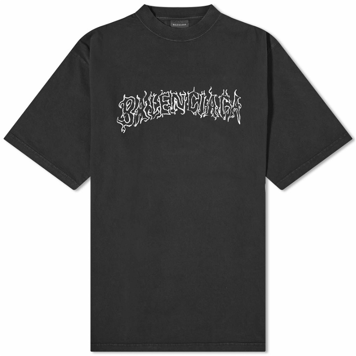 Photo: Balenciaga Men's Metal Logo Oversized T-Shirt in Faded Black/White