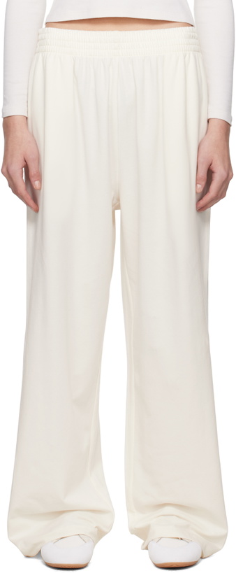 Photo: SKIMS Off-White Cotton Jersey Wide Leg Lounge Pants