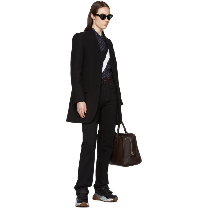 コート STELLA MCCARTNEY BLACK WOOL COAT STELLA MCCARTNEY Belted faux shearling-trimmed wool coat