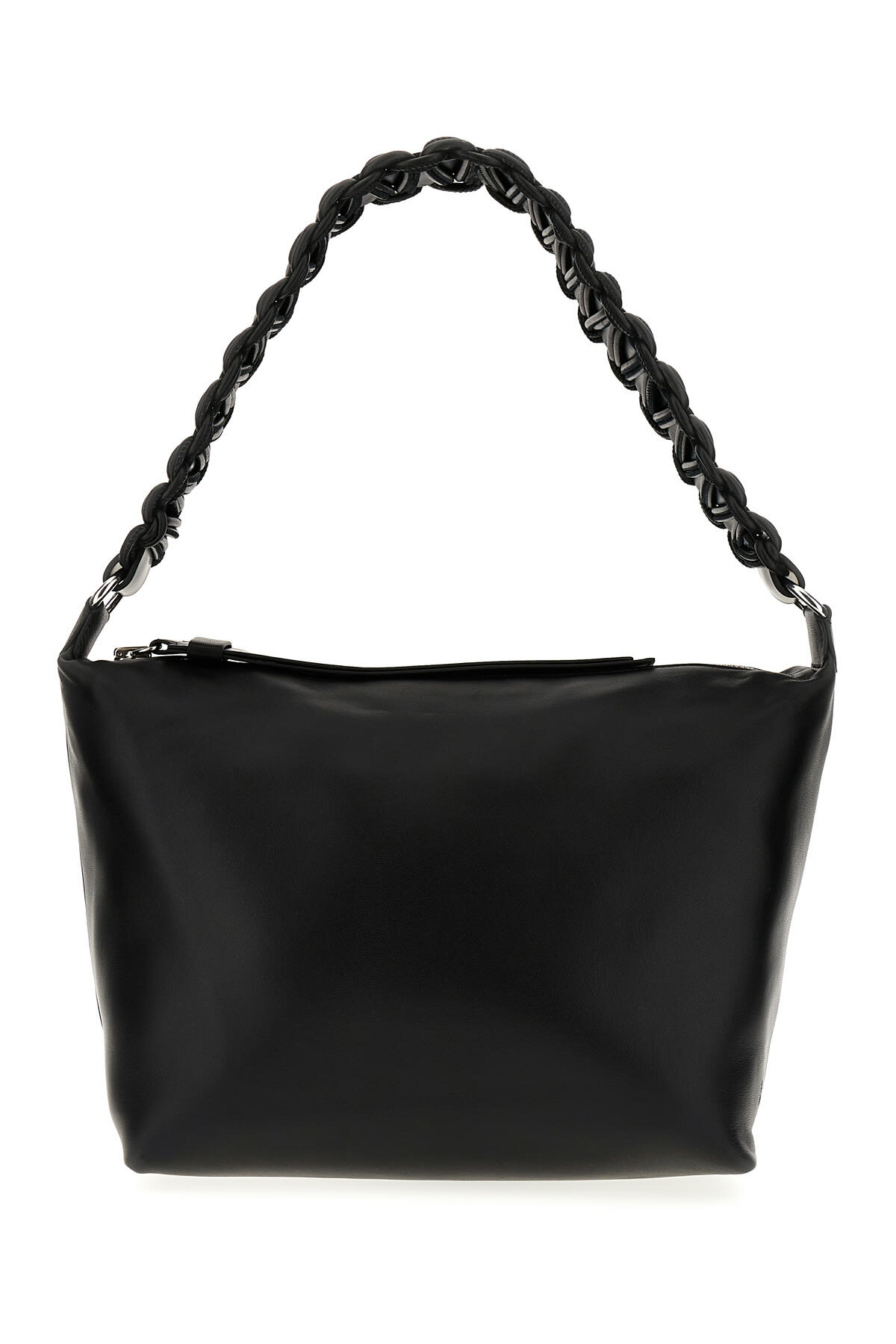 Kara Black Nappa Leather Lattice Shoulder Bag