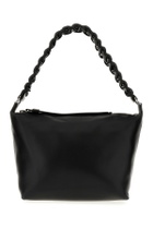 Kara Black Nappa Leather Lattice Shoulder Bag