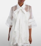 Elie Saab Tie-neck cotton and silk-blend blouse