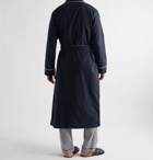 DESMOND & DEMPSEY - Piped Brushed Organic Cotton-Twill Robe - Blue