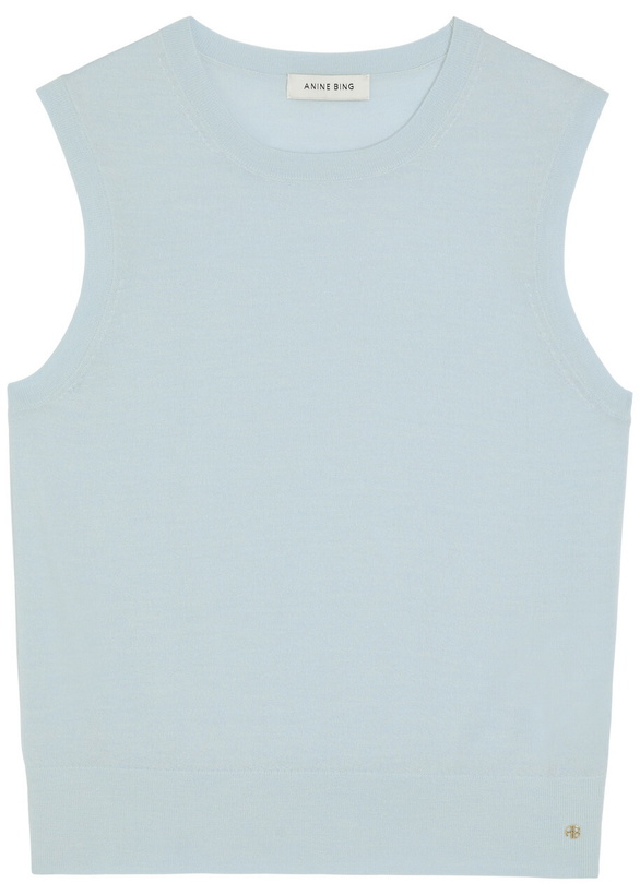 Photo: Anine Bing Moni Wool and Cashmere-blend Tank top Light Blue