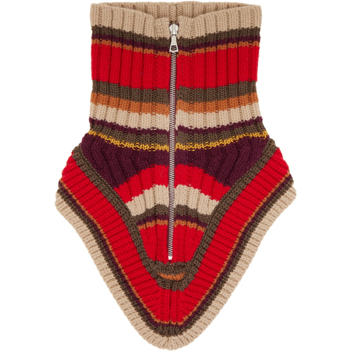 Photo: Dries Van Noten Red Wool Zip Collar Scarf