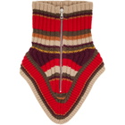 Dries Van Noten Red Wool Zip Collar Scarf