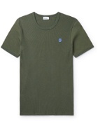 SCHIESSER - Friedrich Slim-Fit Logo-Appliquéd Ribbed Cotton-Jersey T-Shirt - Green