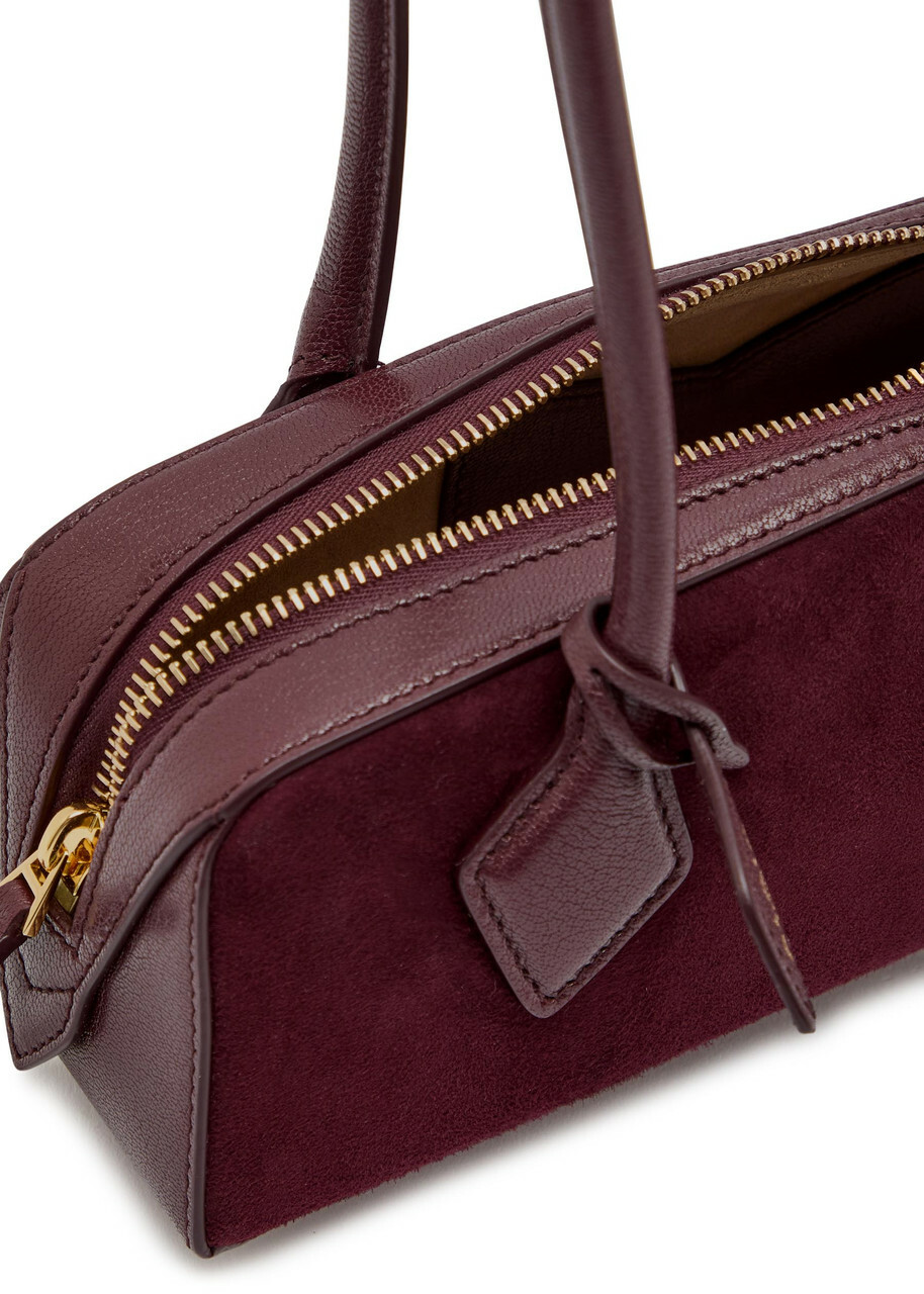 Alaïa Le Teckle Small Leather and Suede Shoulder bag - Burgundy - One Size