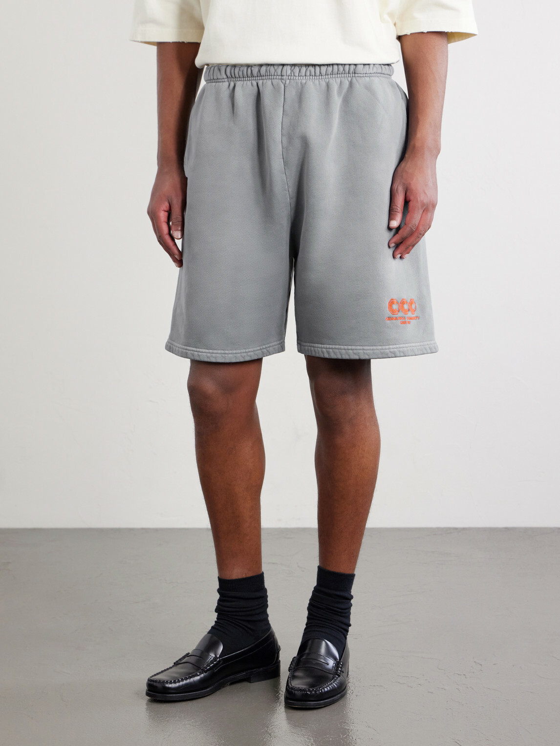 Willy Chavarria - CCC Buffalo Straight-Leg Logo-Embroidered Cotton-Jersey Shorts - Gray