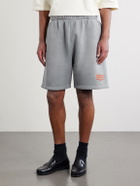 Willy Chavarria - CCC Buffalo Straight-Leg Logo-Embroidered Cotton-Jersey Shorts - Gray