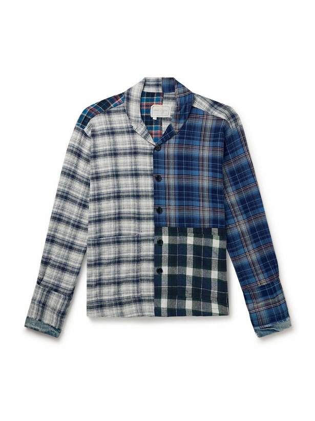 Photo: Greg Lauren - Denim-Trimmed Patchwork Checked Cotton and Flannel Shirt - Blue