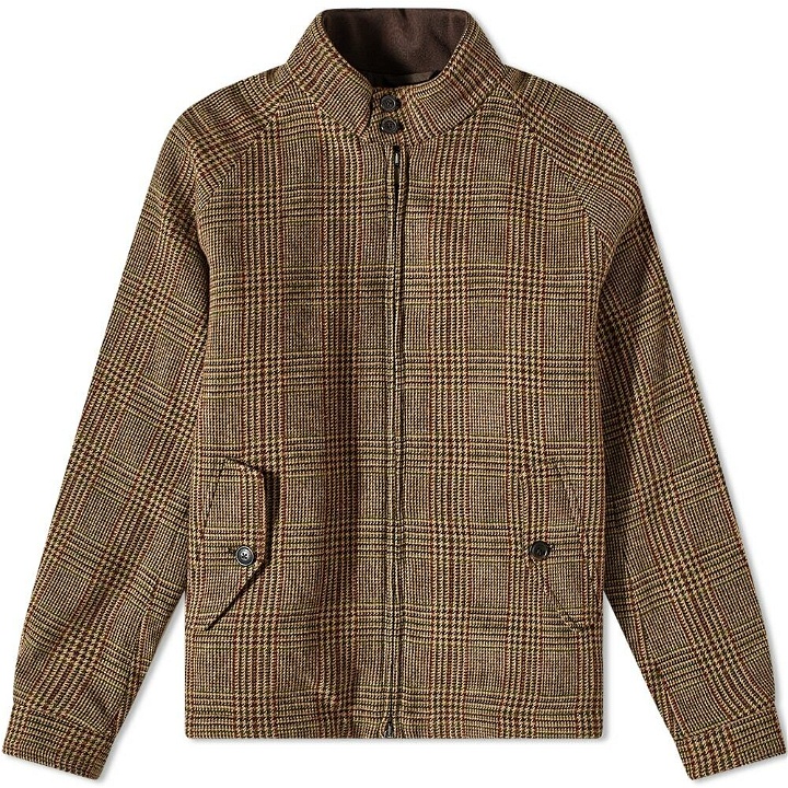 Photo: Baracuta Men's G4 Check Wool Harrington Jacket in Prince Of Wales Brown