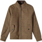 Baracuta Men's G4 Check Wool Harrington Jacket in Prince Of Wales Brown