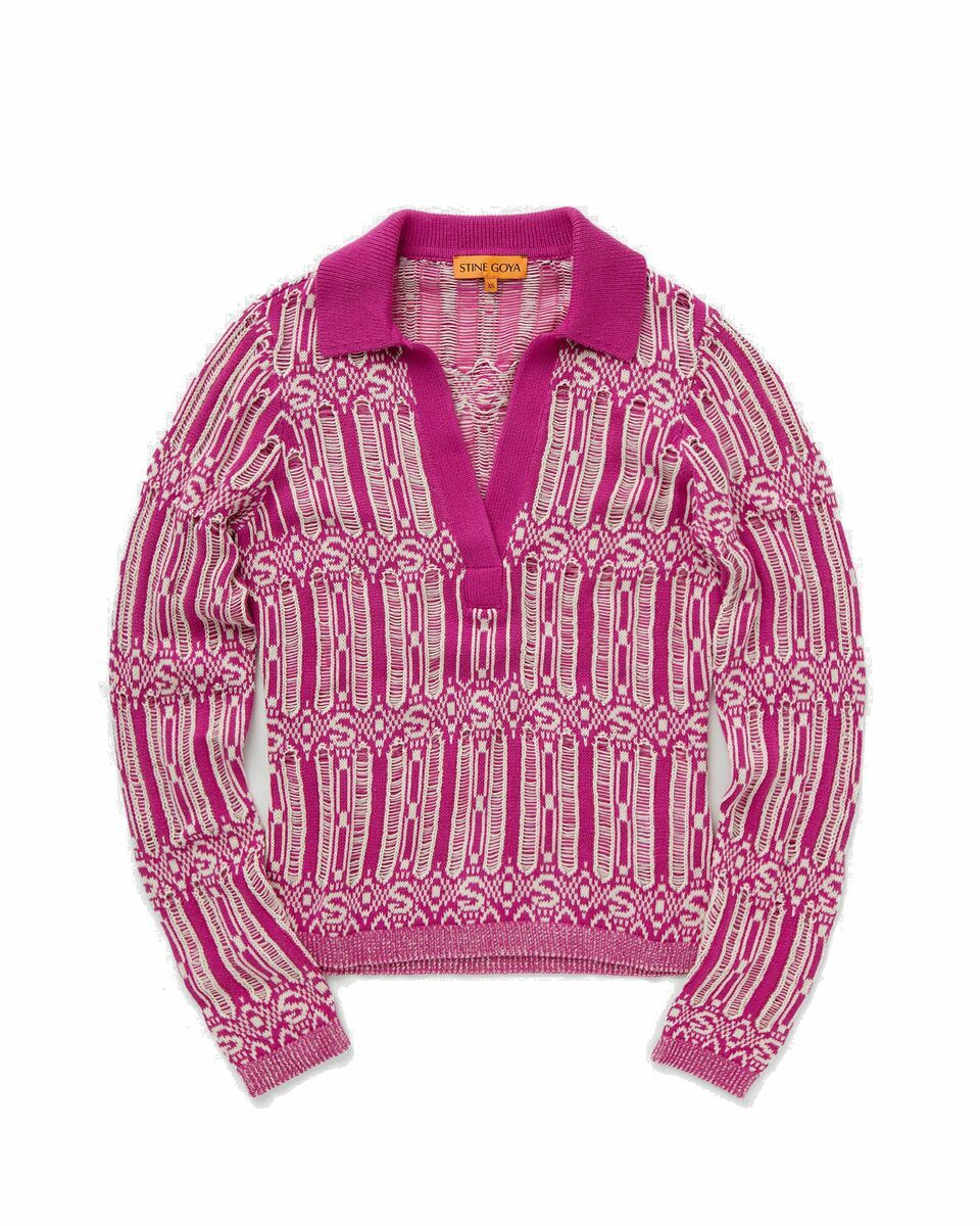 Photo: Stine Goya Kiza, 2031 Graphic Knit Pink - Womens - Pullovers
