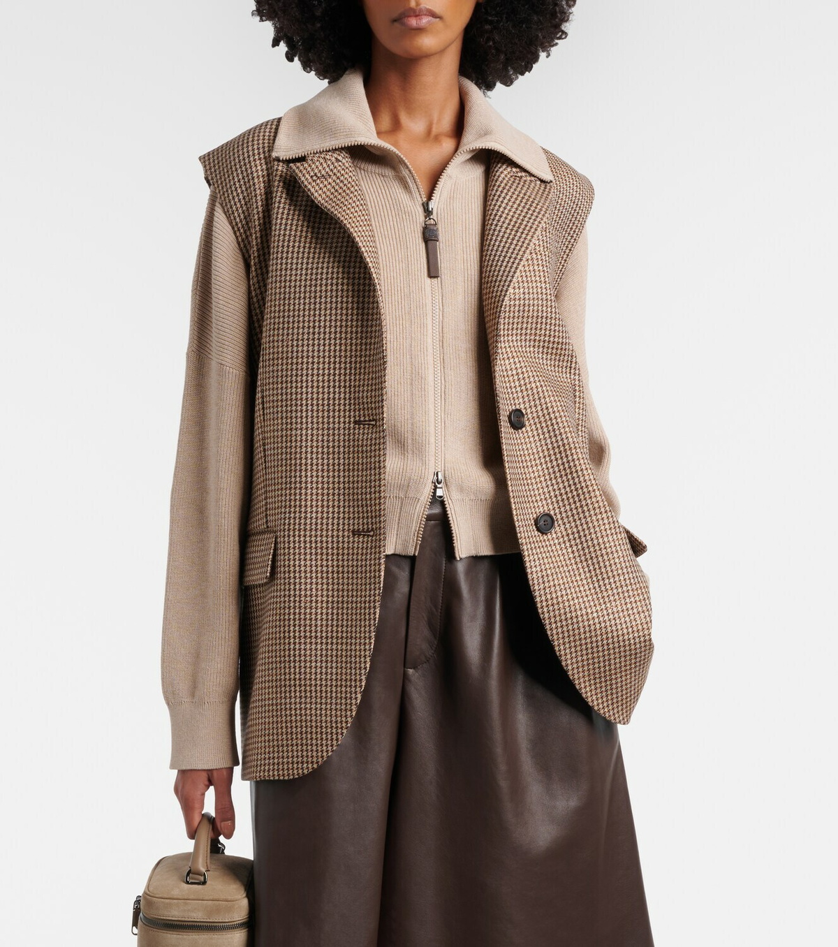 Brunello Cucinelli Houndstooth wool-blend vest
