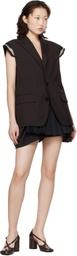 sacai Brown Chalk Stripe Shorts