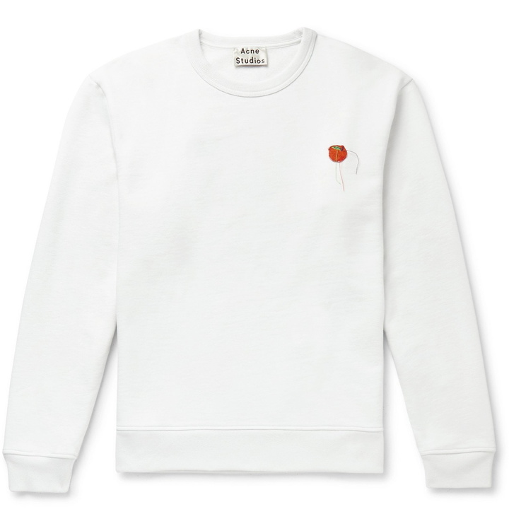 Photo: Acne Studios - Fate Appliquéd Fleece-Back Cotton-Jersey Sweatshirt - White