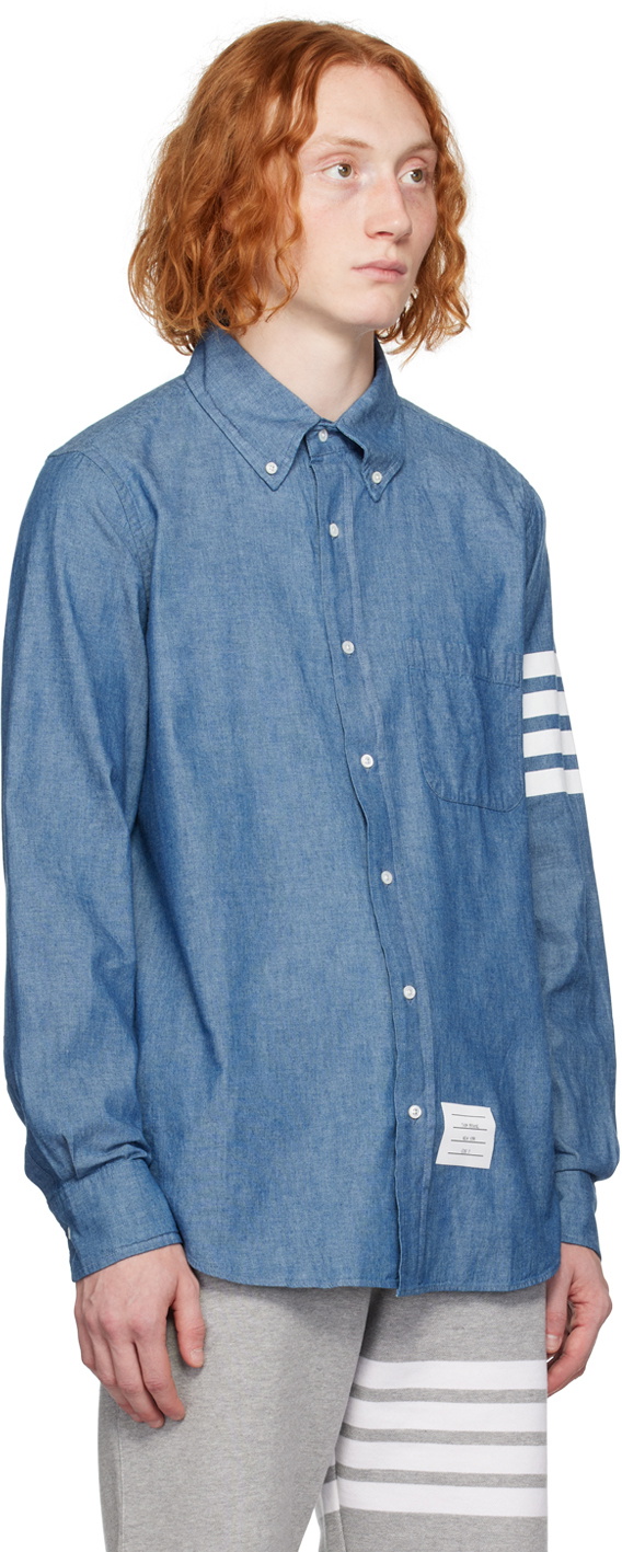 Thom Browne Blue 4-Bar Shirt