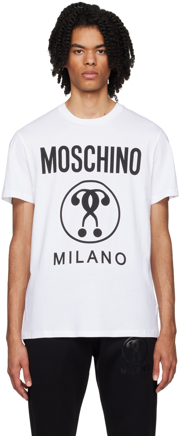 Moschino White Double Question Mark T-Shirt Moschino