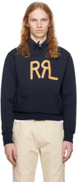 RRL Navy 'RRL' Ranch Logo Hoodie