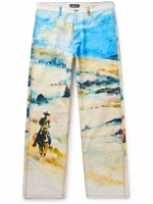 CHERRY LA - Mojave Cowboy Straight-Leg Printed Cotton-Canvas Trousers - White
