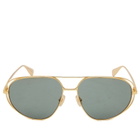 Bottega Veneta Eyewear Bottega Veneta BV1344S Sunglasses in Gold/Green 