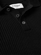 Corridor - Ribbed Mercerised Pima Cotton Polo Shirt - Black