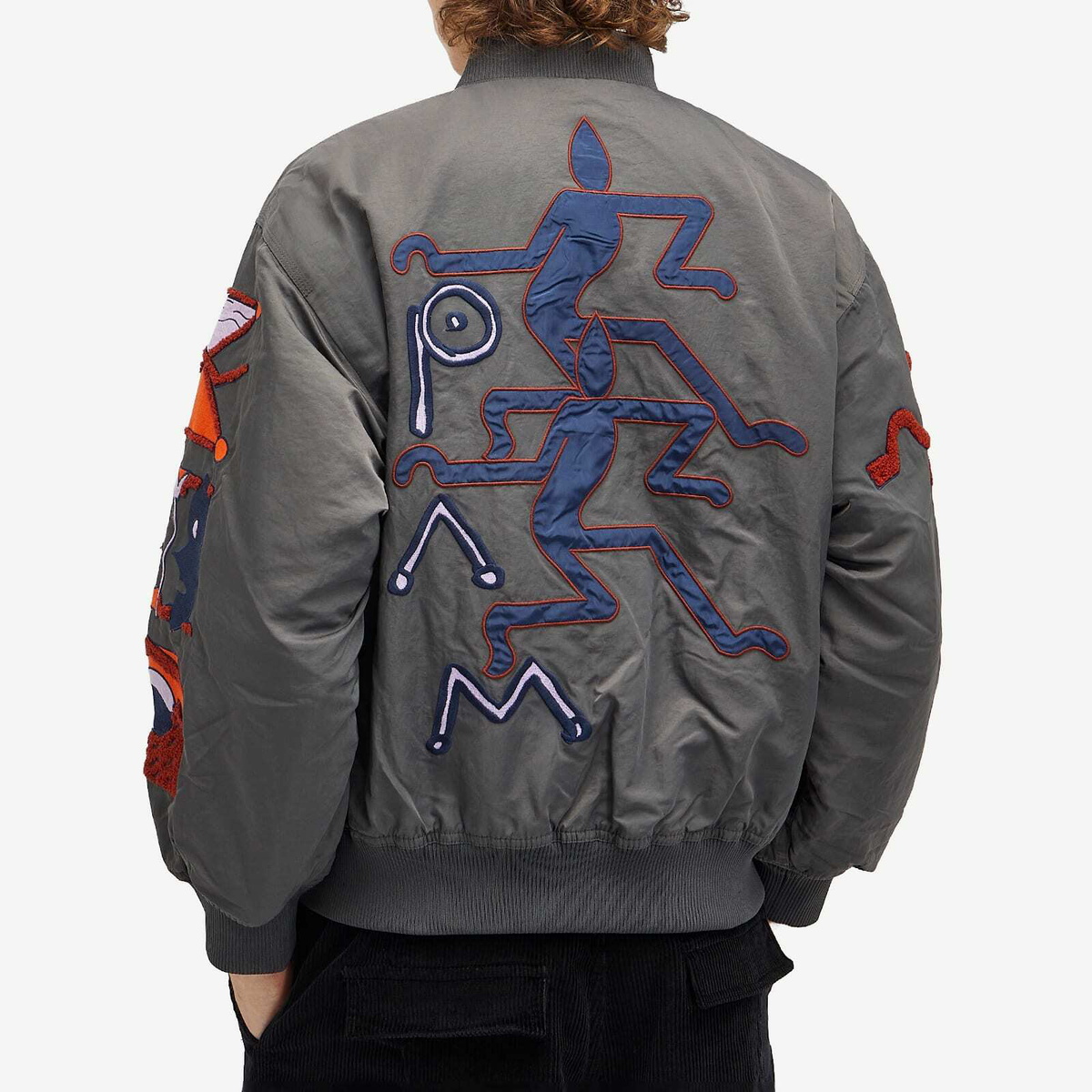 P.A.M. Men's Marking Reversible Bomber Jacket in Charcoal