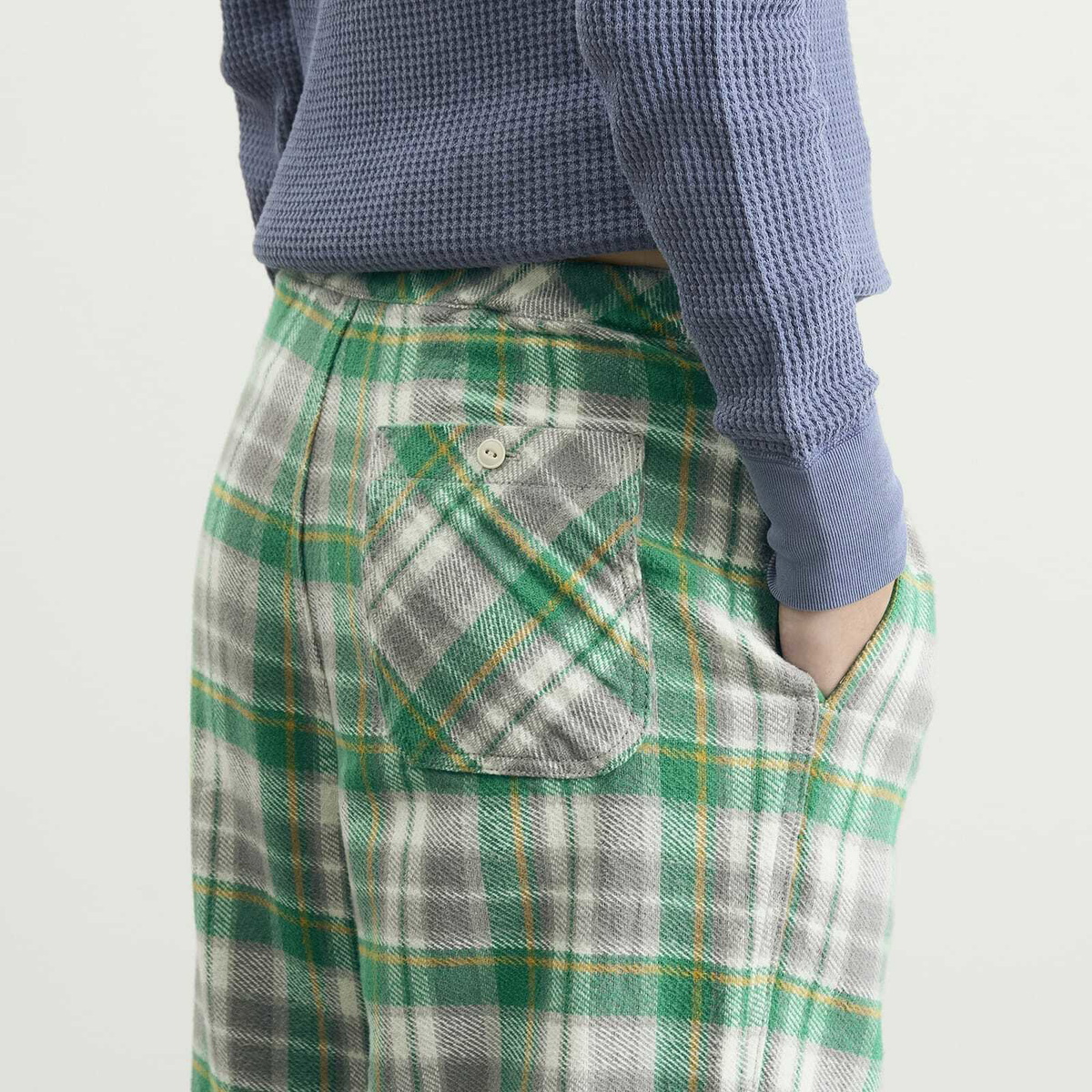 Beams Boy Women's Work Check Easy Pants in Grey