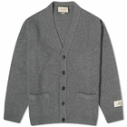 Gucci Men's Cashmere Patch Logo Cardigan in Grey