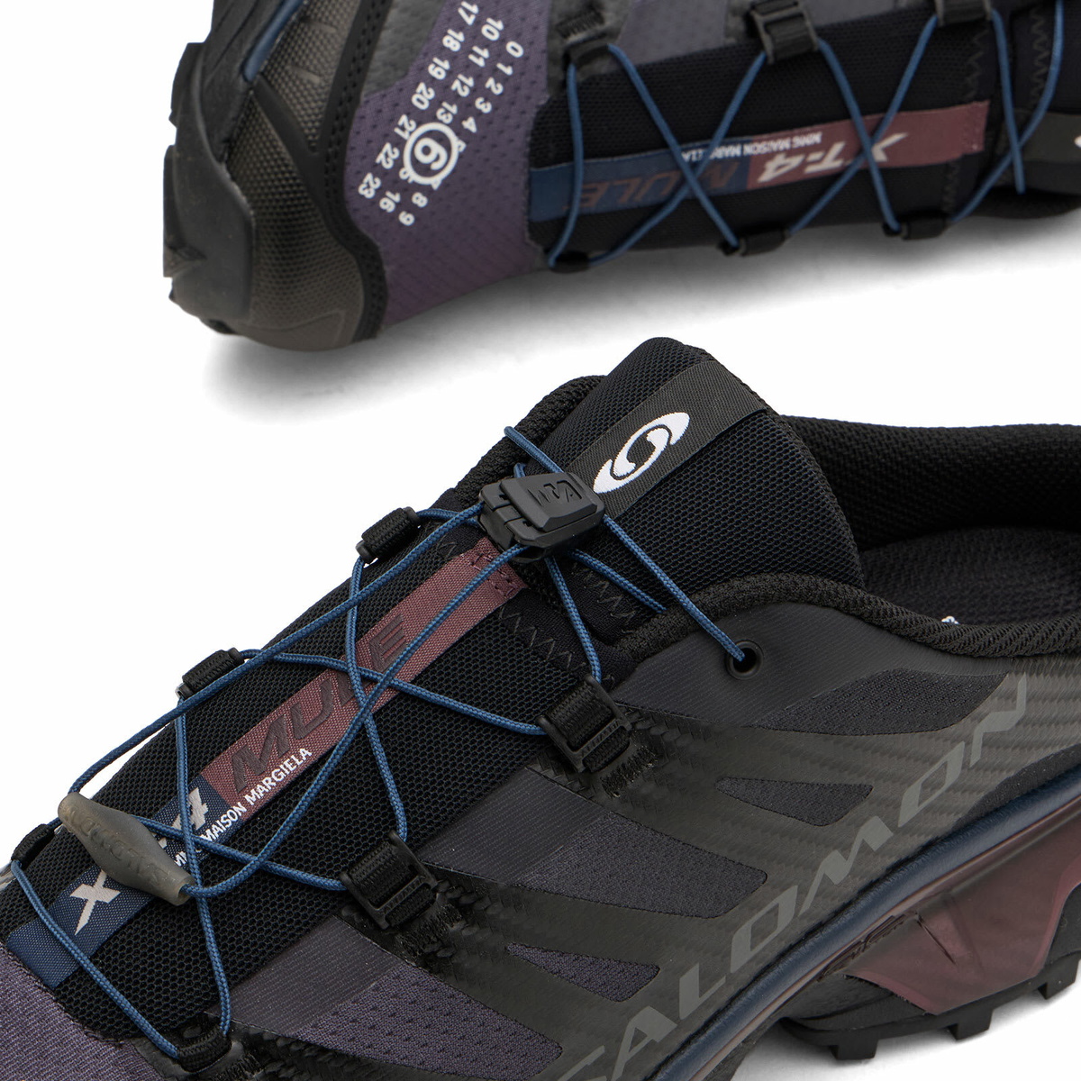 MM6 Maison Margiela x Salomon XT-4 Mule Sneakers in Black/Nine Iron/Hunkle Berry Violet