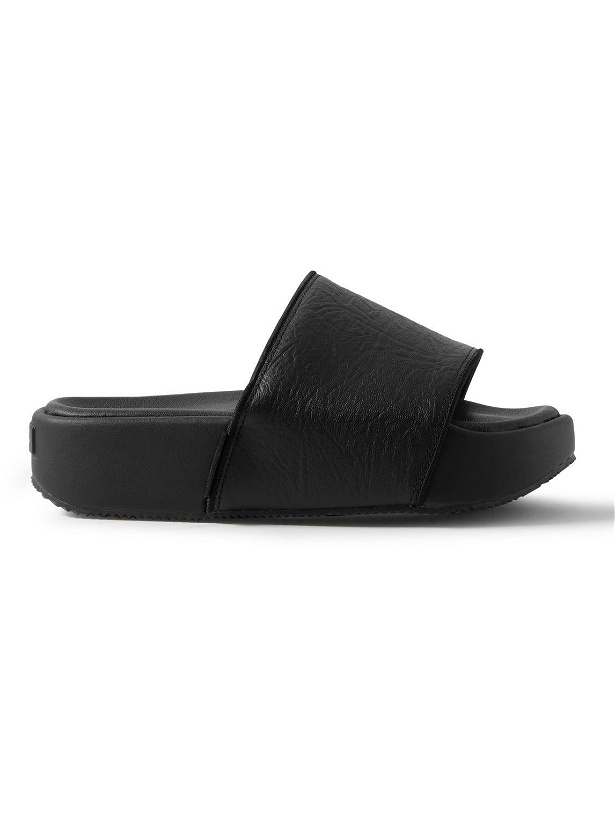 Photo: Y-3 - Grosgrain-Trimmed Leather Slides - Black