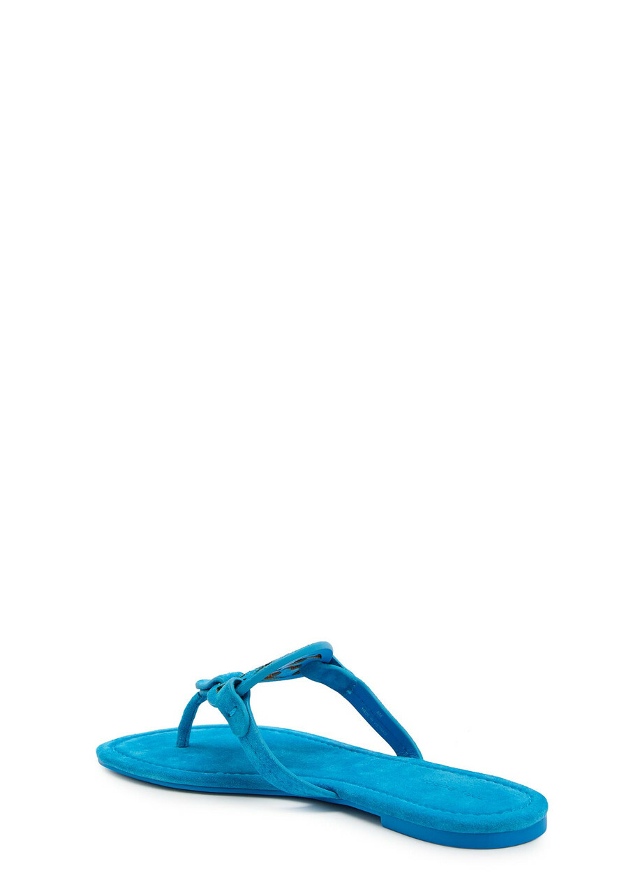 Tory Burch Miller Logo Suede Thong Sandals Blue