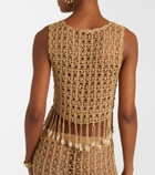 Anna Kosturova Crochet fringed cotton crop top