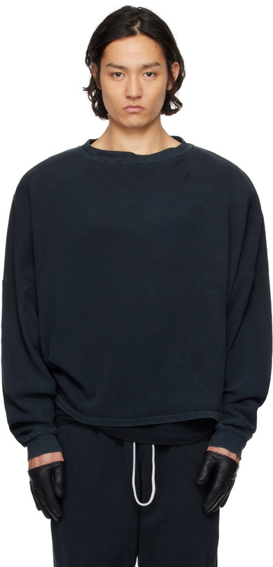 Photo: GREG ROSS Black Shoulder Pad Thermal Sweatshirt