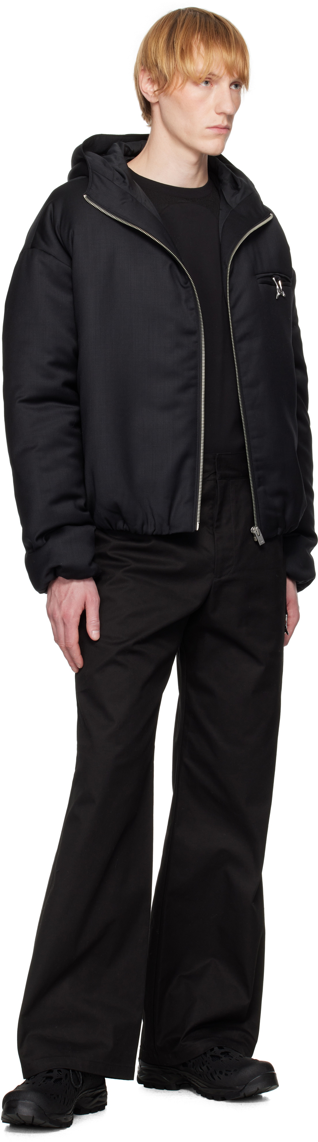 【関税込み】HELIOT EMIL ブラック Haptic Tailored ジャケット HELIOT EMIL: Black Haptic Tailored Jacket | SSENSE