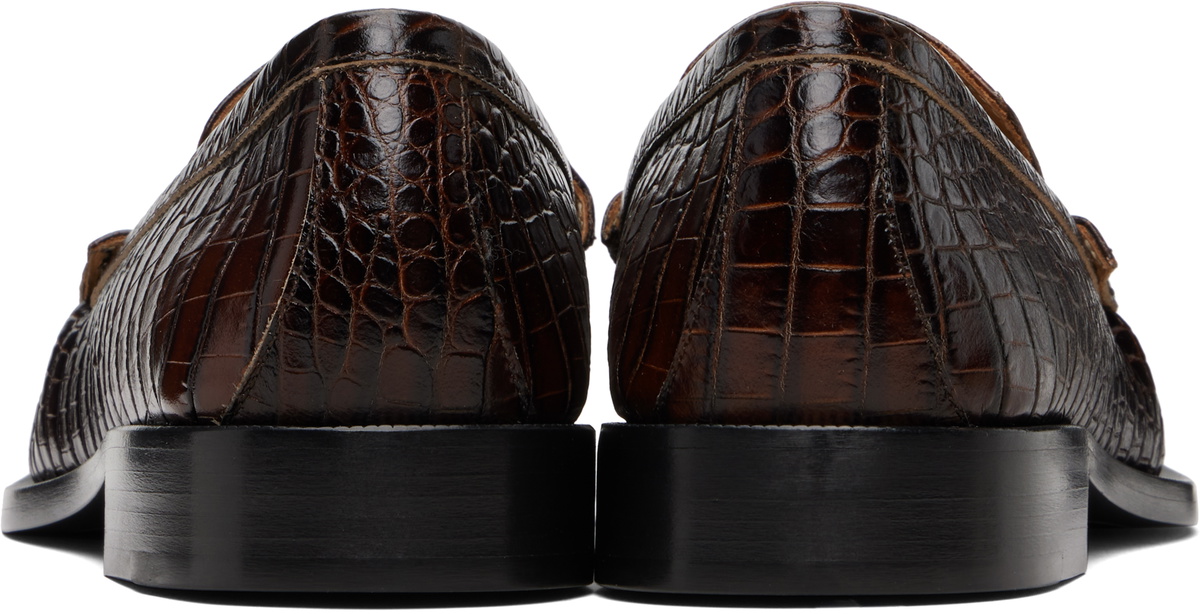 Dries Van Noten Brown Embossed Leather Loafers