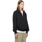 BOSS Black Zipper Neck Structured Cotton Sweatshirt