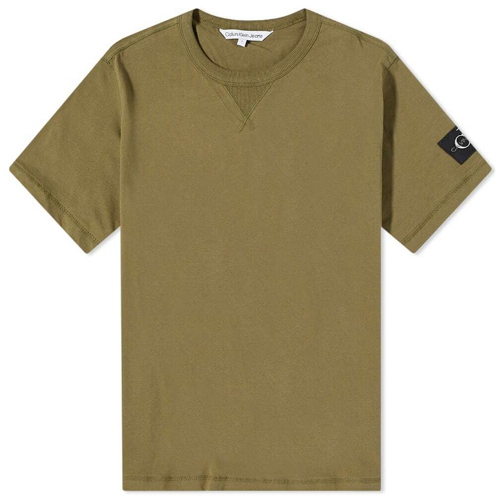 Photo: Calvin Klein Men's Monogram Sleeve Badge T-Shirt in Burnt Olive