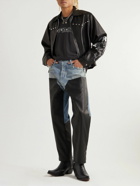 Enfants Riches Déprimés - Embellished Leather-Panelled Distressed Jeans - Black