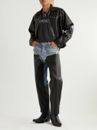 Enfants Riches Déprimés - Embellished Leather-Panelled Distressed Jeans - Black