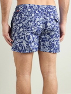Kiton - Straight-Leg Mid-Length Printed Swim Shorts - Blue
