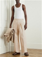 LE 17 SEPTEMBRE - Belted Pleated Wide-Leg Cotton-Blend Twill Trousers - Neutrals