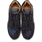 Valentino Navy Valentino Garavani Camo Rockrunner Sneakers