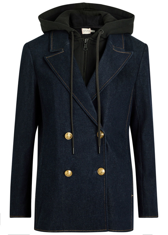 Photo: Alice + Olivia Jordan Sweatshirt-effect Stretch-denim Jacket Dark Blue