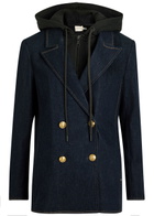 Alice + Olivia Jordan Sweatshirt-effect Stretch-denim Jacket Dark Blue