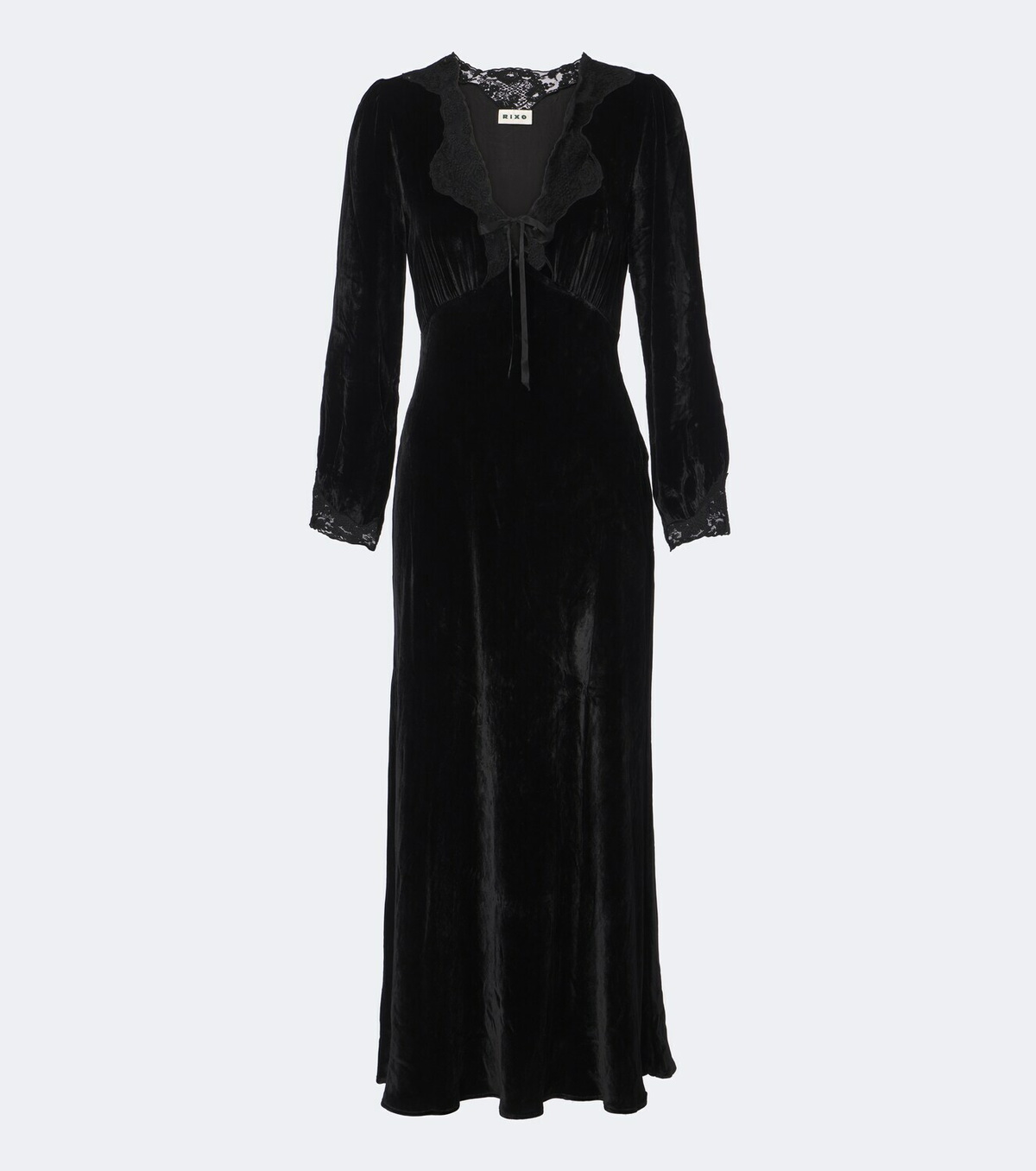 Rixo Larah lace-trimmed velvet midi dress