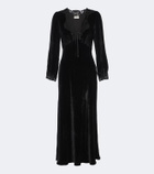 Rixo Larah lace-trimmed velvet midi dress