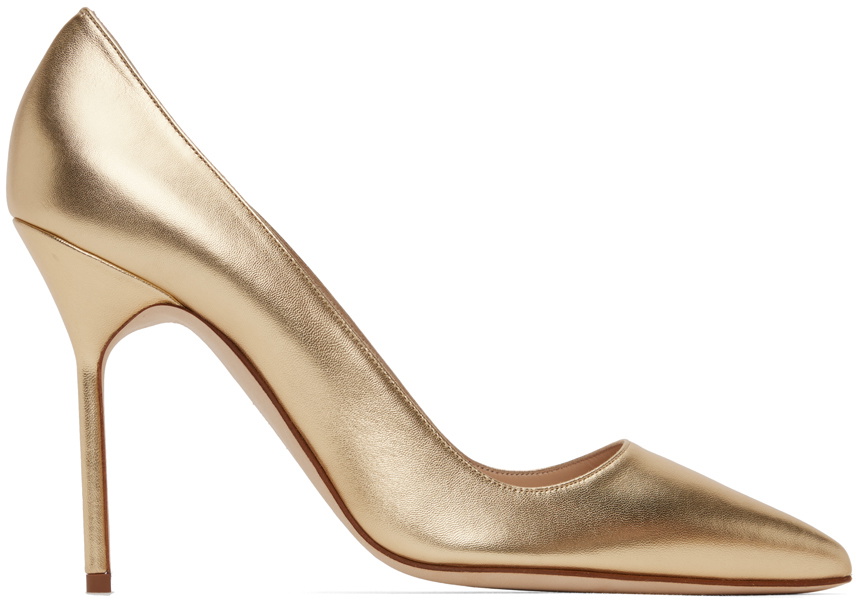 ラストチャンス【Manolo Blahnik】Gold レザー 90ｍｍ ミュール Manolo Blahnik | Lurum 90 gold mesh mules | Savannahs